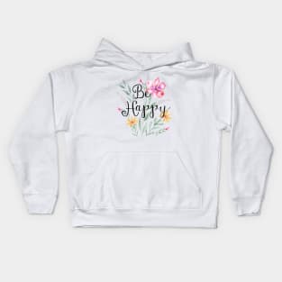 Be Happy, colourful flowers Kids Hoodie